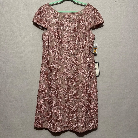 NWT Alex Evenings Audrey Rosette Lace Short Dress - size 16W - Picture 3 of 6